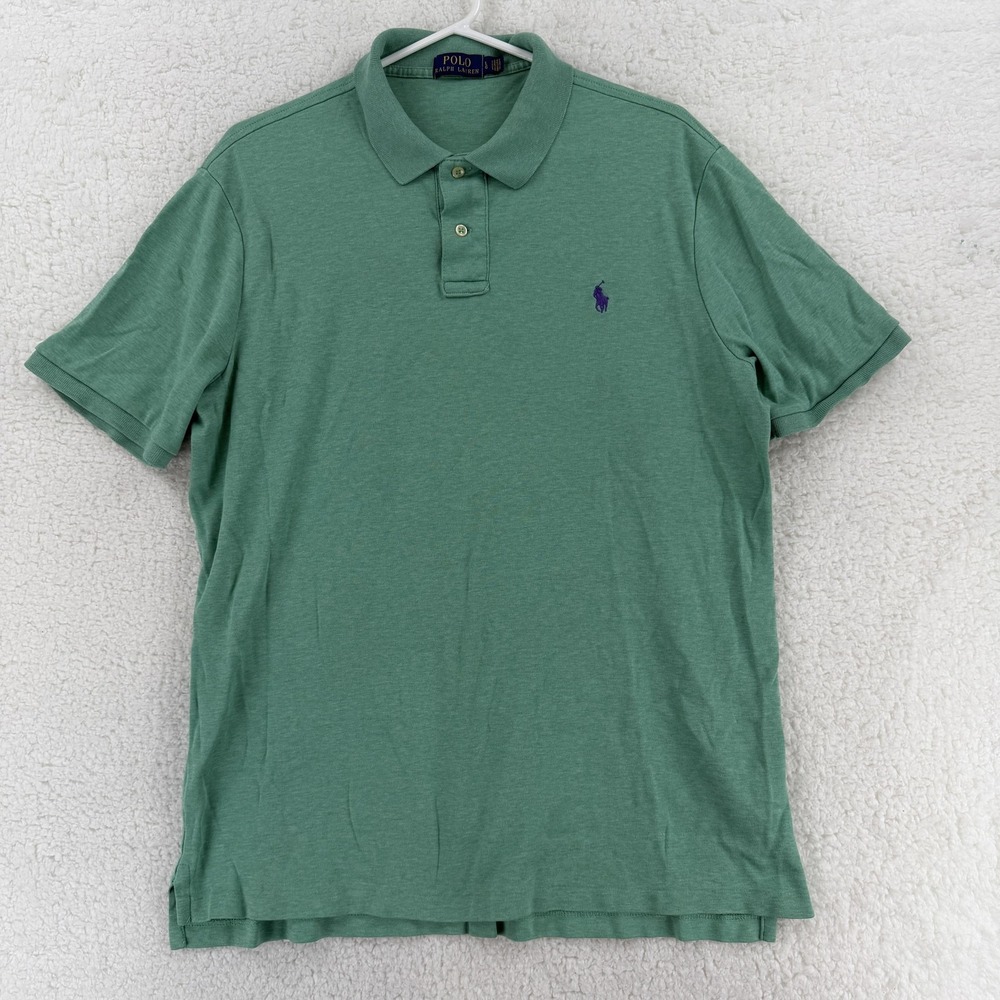 Polo Ralph Lauren Polo Shirt Mens Large Green Cotton Knit Pony Logo Golf Casual